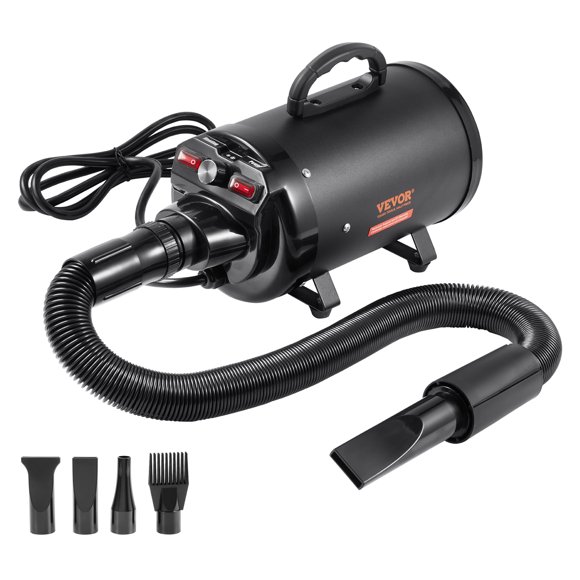VEVOR Dog Dryer, 2000W/2.7HP Dog Blow Dryer, Pet Grooming Dryer with Adjustable Speed and Temperature Control, Pet Hair Dryer with 4 Nozzles