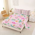 thumbnail image 2 of Erosebridal Cartoon Dino Bed Sheets For Girls,Kawaii Dinosaur Green Cactus King Sheets For Girl 4 Pieces, 2 of 6