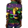 thumbnail image 6 of Mardi Gras Button Up Shirt Women Carnival Themed Masks Graphic Tees Beach Vacation Long Sleeve Tops Casual Holiday Outings, 6 of 6