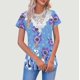 thumbnail image 1 of TaTaai Women's V Neck Casual Top, Floral Print Short Sleeve Pullover with Sheer Mesh Detail, Loose Fit Blouse for Spring & Summer Everyday Style Gift, 1 of 5