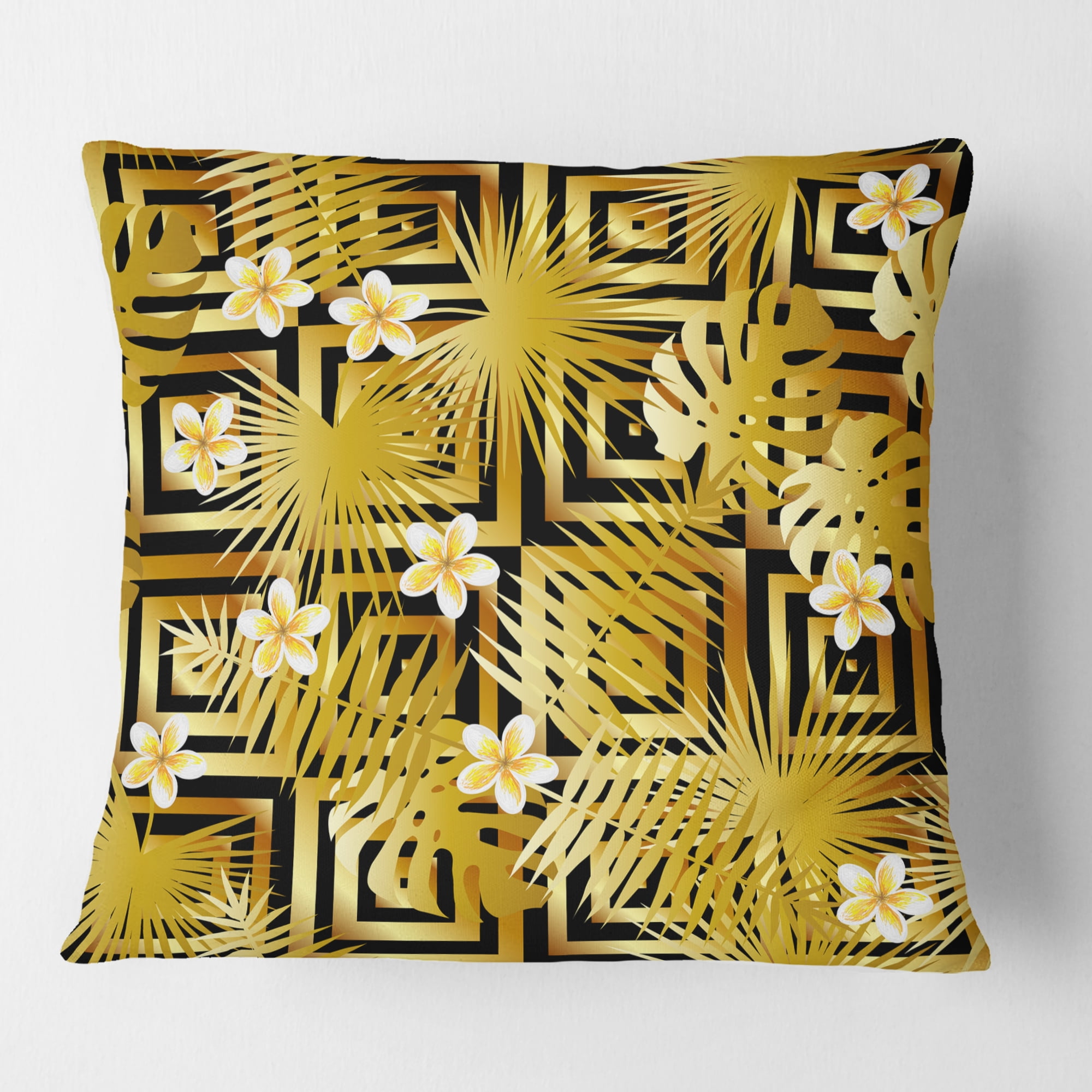 Designart Modern gold luxury pattern' Mid-Century Modern Throw Pillow - 18x18