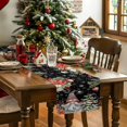 thumbnail image 3 of Pine Tree Dwarf Xmas Ball Gift Table Runner 13x36in Non-Slip Cotton Linen Table Runners, Eucalyptus Poinsettia on Black Dresser Scarves TableRunner for Dinner Kitchen Dining Wedding Party, 3 of 8