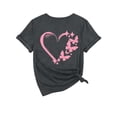 thumbnail image 5 of Fshinging Women Heart Butterfly Print Short Sleeve Tops Summer Fashion Casual T-Shirts Dark Gray L, 5 of 5
