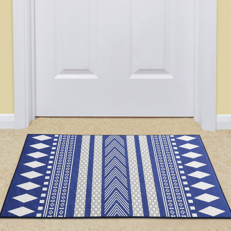 Walensee Indoor Doormat, Front Door Mat for Entrance (20x32Navy Blue) Machine Washable Entryway Rug, Non Slip Trapper Door Rugs