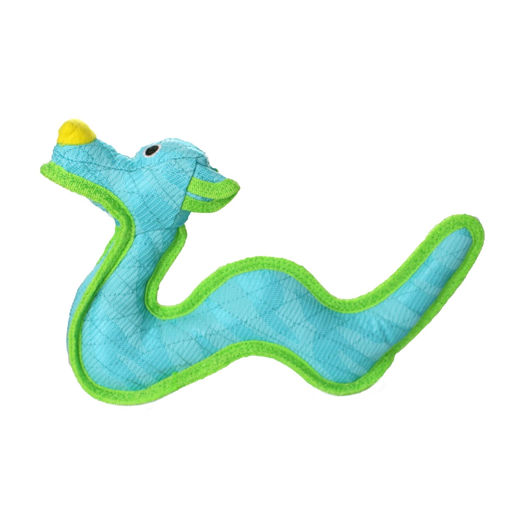 DuraForce Dragon Tiger Blue-Green, 2-Pack, Durable Woven Mesh Fiber Squeaky Dog Toy
