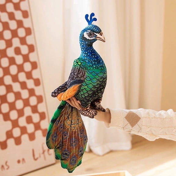A Small Peacock Plush Stuffed Animal Toy Realistic Bird Doll 28Cm Cute Soft 3D Zoo Home Decor Birthday Gift