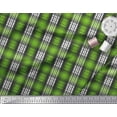 thumbnail image 3 of Soimoi Green Satin Silk Fabric Plaid Check Fabric Prints By Yard 42 Inch Wide, 3 of 3