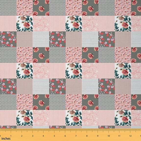 Castle Fairy Floral Rose Fabric by the Yard 1 Yard,Geometric Lattice Home Decor Fabric by the Yard,Bohemian Paisley Room Decor Fabric by the Yard,Microfiber Bedroom Decor