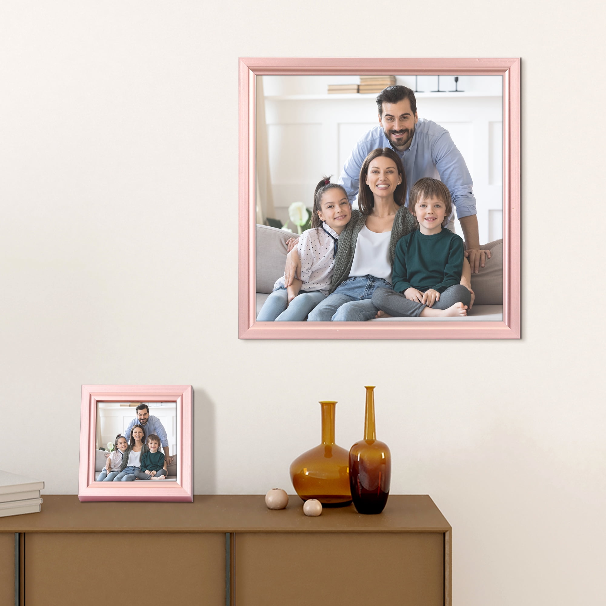 Unique Bargains Picture Frames for Wall or Tabletop Modern Photo Frame Display Pink 6x6"