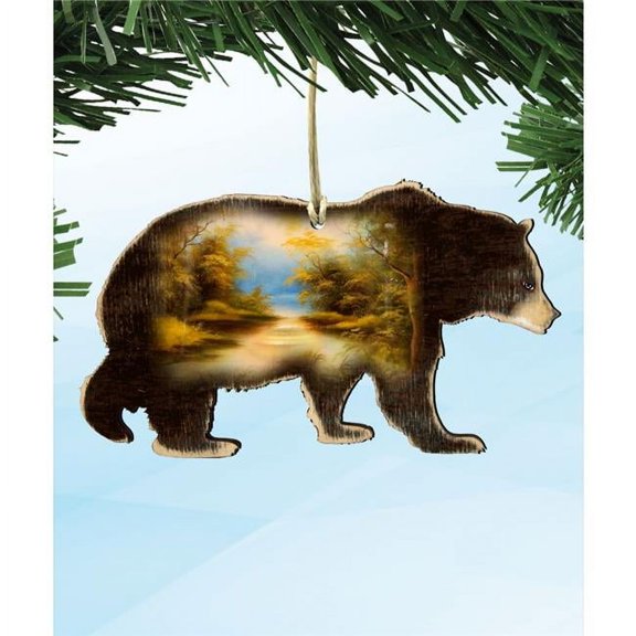 Designocracy 8198215-4-S2 5 x 5.5 in. Black Bear Wooden Ornaments - Set of 2