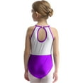 thumbnail image 4 of Hansber Kids Girls Gymnastics Leotard Glittery Rhinestones Sleeveless Bodysuit Figure Skating Dance Purple 10, 4 of 5