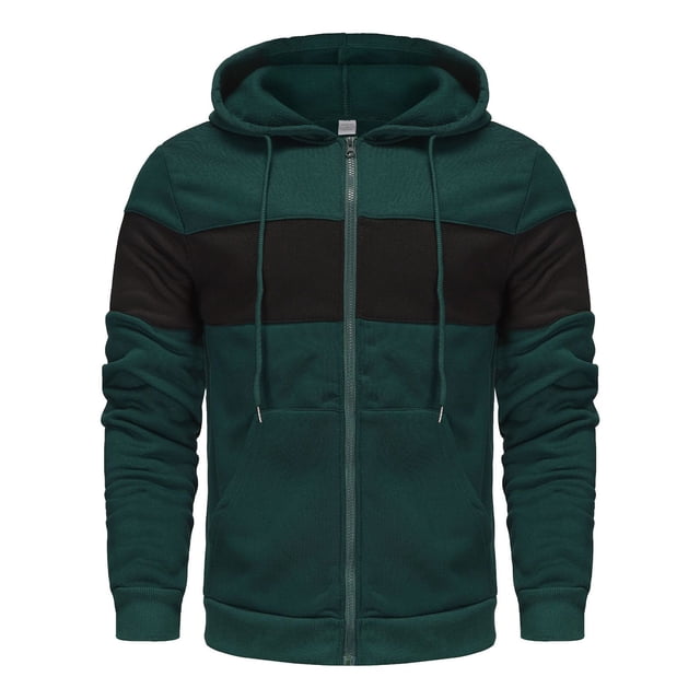 Pisexur Mens Winter Jacket Man Color Match Drawstring Zipper Pockets Hooded Coat Mens Winter Coat Windbreaker Jacket Warming Jacket