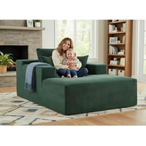 Chaise Lounge Chair Indoor – Oversized Corduroy Couch with Wide Armrest & Throw Pillows, Cozy Boneless Sleeper Sofa Bed Armchair