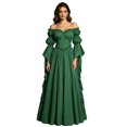 thumbnail image 3 of LEKWK Renaissance Dress Women Medieval Costume Off Shoulder Puff Sleeve Maxi Dress Classic Peasant Gown for Halloween Cosplay Themed Party, 3 of 6