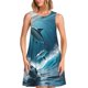 thumbnail image 1 of Easygdp Ice Blue Ocean Cute Dolphin A para Vestido Transpirable de Mujer, Vestido Suelto de Manga Corta con Pliegues y Bolsillos para el Verano, 1 of 7