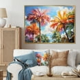 thumbnail image 1 of Designart Palms & Palm Trees framed wall art decor, Palms & Palm Trees framed wall Art, Colorful Palm Trees composition IX , Multi-Color Traditional Gold framed wall art, 32x16 inches Gold Frame, 1 of 5