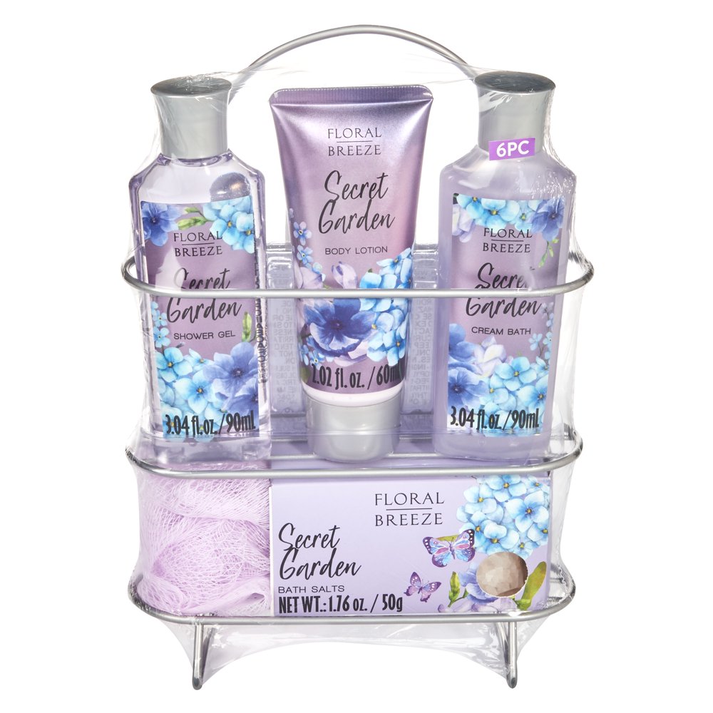 Floral Breeze 6Piece Secret Garden Bath and Body Gift Set with Shower