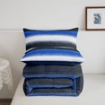 thumbnail image 5 of Homewish Blue Horizontal Lines Queen Comforter Set,Geometric Abstract Comforter Sets Queen,Navy Blue Reversible,3 Pieces,1 Comforter and 2 Pillowcases, 5 of 7