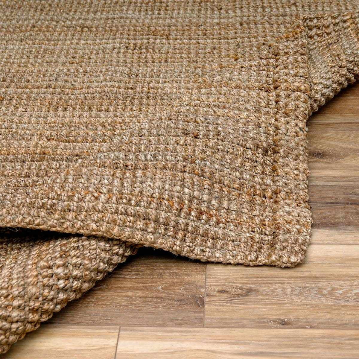 Hauteloom Ambel Handwoven Jute Rug - Natural Fiber Area Rug - Natural Farmhouse Look Carpet - Rattan Wicker Look Carpet - Brown - 4' x 6'