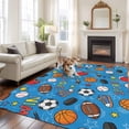 thumbnail image 2 of Blue Sports Area Rugs 5'x8', Washable Small Throw Rugs for Classroom Bedroom, Football Basketball Rugby Baseball Indoor Outdoor Rug Non-Slip Low Pile Carpet Runner Reversible Floor Mats, 2 of 8
