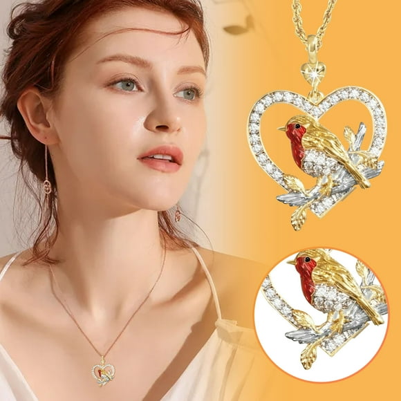 EGNMCR Necklaces & Pendants Bird Necklace Pendant Red Bird Necklace Jewelry Couples Gift Lady Mother Daughter Ladies necklace