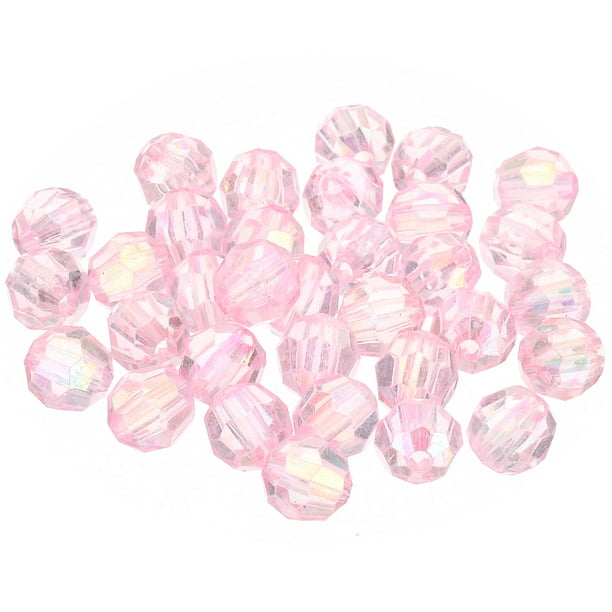 Uxcell 10mm cuentas de acrílico para hacer joyas, paquete de 100 cuentas redondas de acrílico facetadas para pulseras estilo 2, rosa