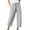 Gray, variant on WREESH Womens Summer Capri Pants Cotton Linen Pants Casual Loose Solid Color Pockets Elastic Waist Comfortable Ankle-Length Pants Olive Green