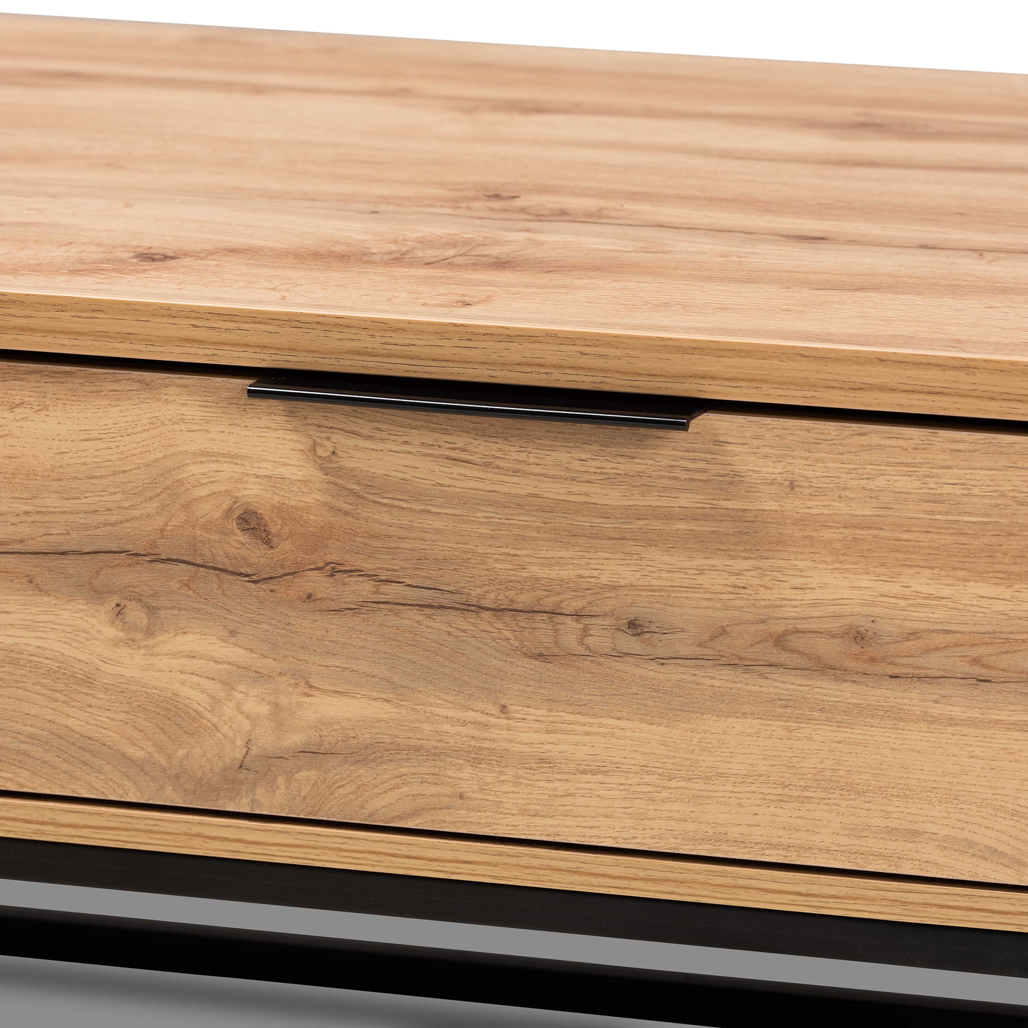 Baxton Studio Franklin Contemporary MDF Coffee Table, Oak Brown/Black