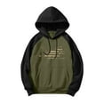 thumbnail image 6 of Men's Dark Color Hooded Sweatshirt with Long Flag Print, Casual Drawstring Pullover Including Pockets, Fall Spring Versatile Streetwear,Army Green,L, 6 of 7