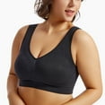 thumbnail image 3 of Rexolia Womens Plus Size Sports Bra Seamless Racerback Yoga Running Fitness Tank Top Wireless Support Crop Activewear Black L, 3 of 3