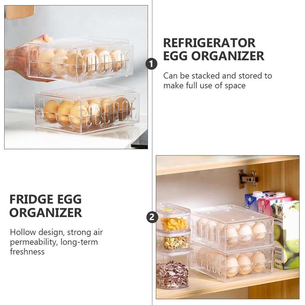 WHAMVOX Transparent PP Egg Organizer with Drawer Design for Home Easy to View and Stackable 1 Compartment
