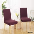 thumbnail image 2 of Deconovo - Funda de silla de comedor de punto jacquard, elástica, lavable y extraíble, de licra, para banquetes, juego de 6, color vino, 2 of 7