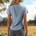 thumbnail image 2 of Yuanlong Womens T-Shirts Short Sleeve Yoga Top Crew Neck Back Crisscross Mesh Breathable Athletic Workout Stylish Casual Tee Top, 2 of 7