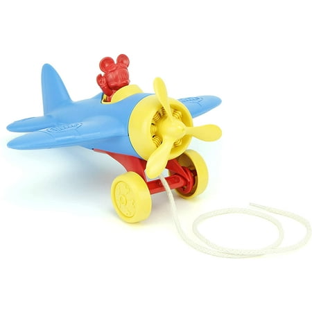 Green Toys Disney Baby Mickey Mouse Airplane Pull Toy, Unisex for 6m+ Toddlers
