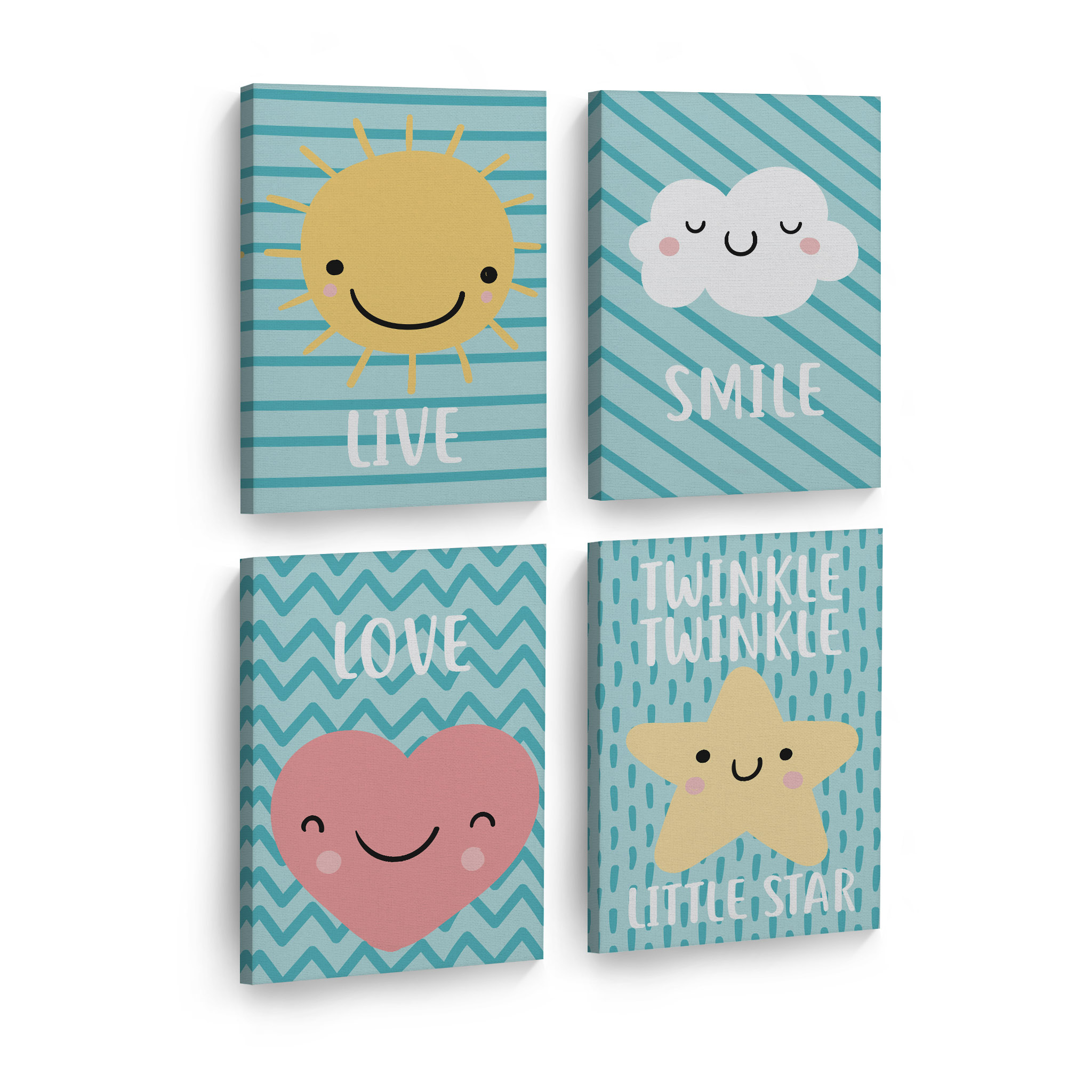 10％OFF】 Smile Decor Art Take Design It White Live Smile Smile Sloth Quote  Love Art Twinkle Relax Wall Design Twinkle Little Easy Star Blue Background  Piece Canvas Print Set Kids Room
