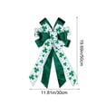 thumbnail image 3 of QuanTara Large St. Patrick's Day Decorative Bow, 19.7"x11.81" Wreath & Tree Topper Ribbon with Shamrock Print for Front Door, Indoor Outdoor Wall, Party Supplies, Green & White Nylon, 3 of 6