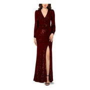 XSCAPE Womens Purple Long Sleeve Full-Length Body Con Formal Dress Petites 2P