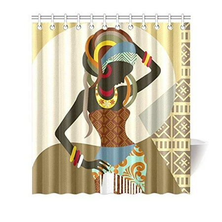 - GreenDecor Afro American Women Waterproof Shower Curtain Set with Hooks Bathroom Accessories Size 66x72 inches