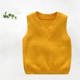 thumbnail image 2 of Odeerbi Toddler Boys Girls Knit Sweater Vest Winter Warm Sweater V-neck Solid Color Sweater Cardigan Cotton Clothes Yellow 12-18 Months, 2 of 4