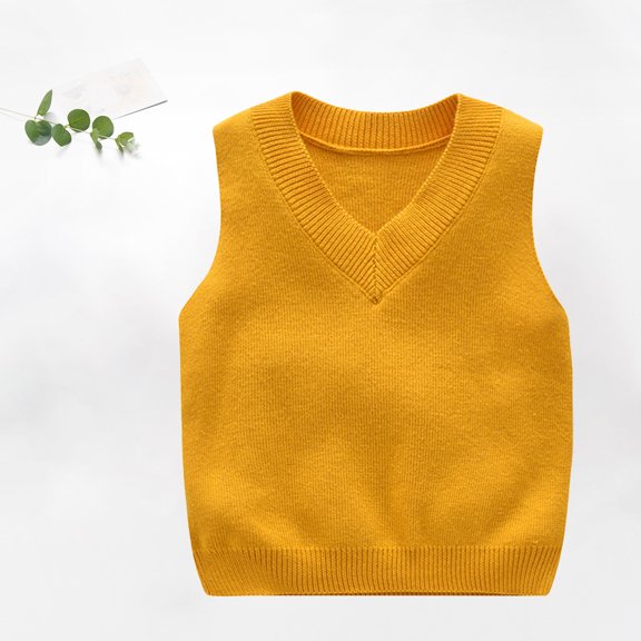 FAIWAD Baby Toddler Boys Girls Sweater Vest Sleeveless Knit V Neck Solid Color Pullover Top