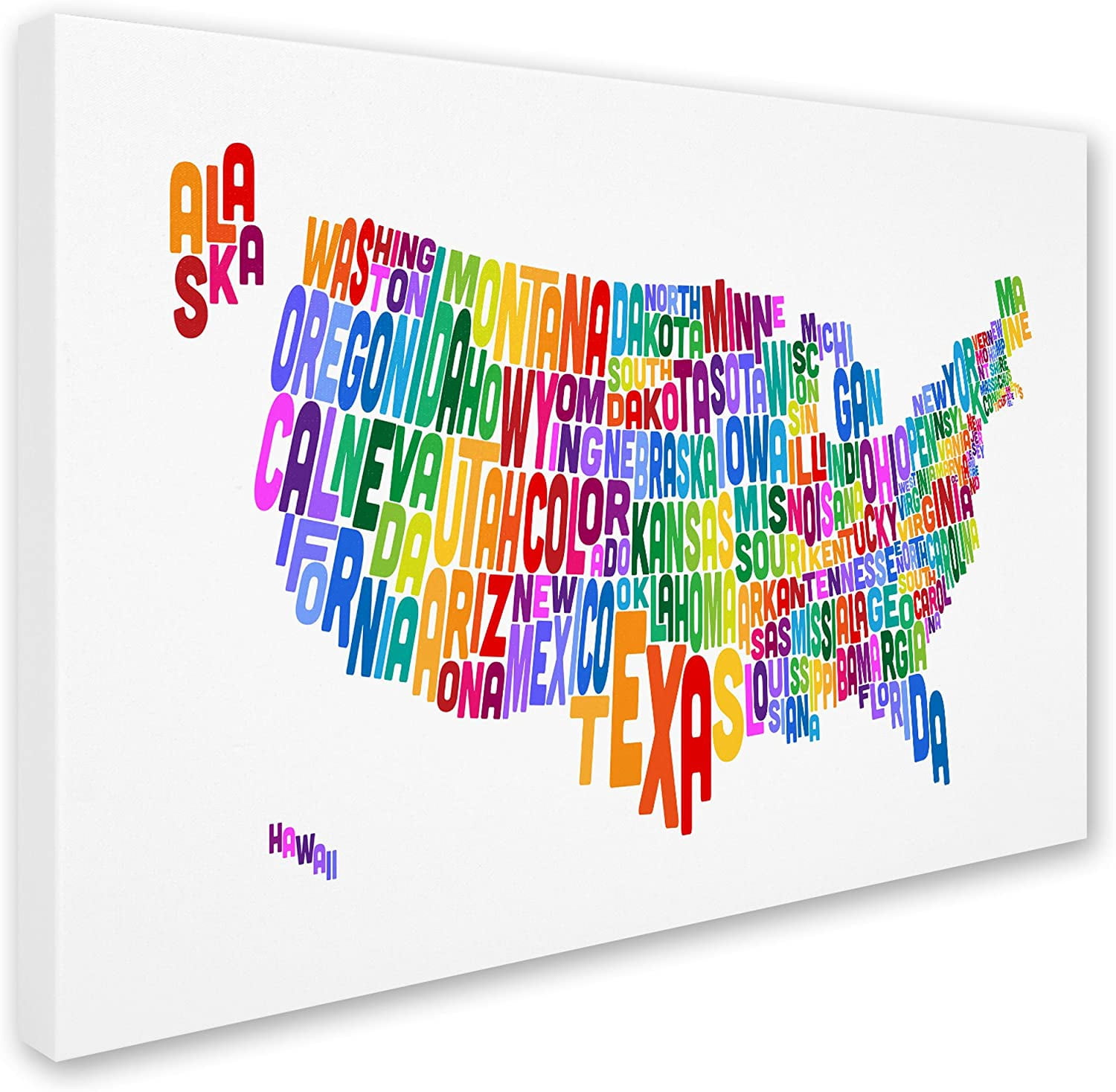 Trademark Art 'USA States Text Map 3' Canvas Art by Michael Tompsett