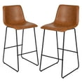 thumbnail image 3 of Flash Furniture Reagan 30" LeatherSoft Bucket Style Barstools with Footrest, Set of 2, Light Brown, 3 of 15