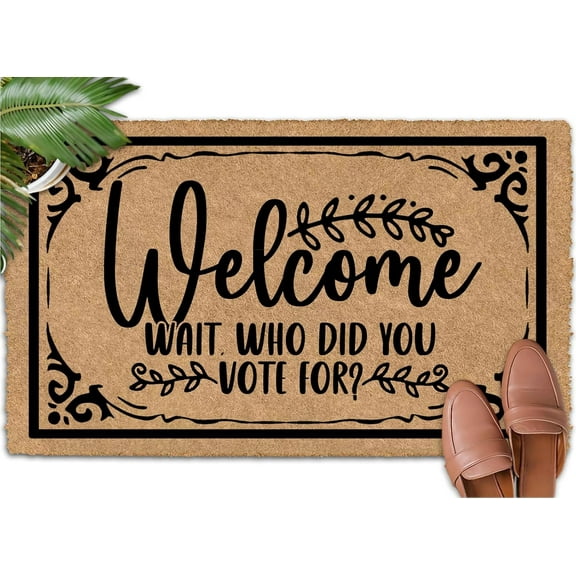 Welcome, Wait, Who Did You Vote for Mats for Front Door Entry Front Porch Doormat Non-Slip Carpet Rugs Floor Mat Decorative for Home Bathroom Kitchen Indoor 20x32 Inch