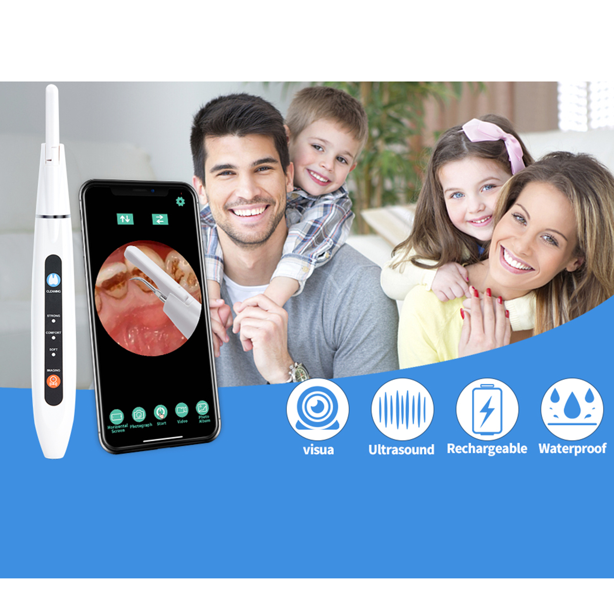 ALING Ultrasonic Tooth Cleaner Plaque Remover For Teeth Whitening Care