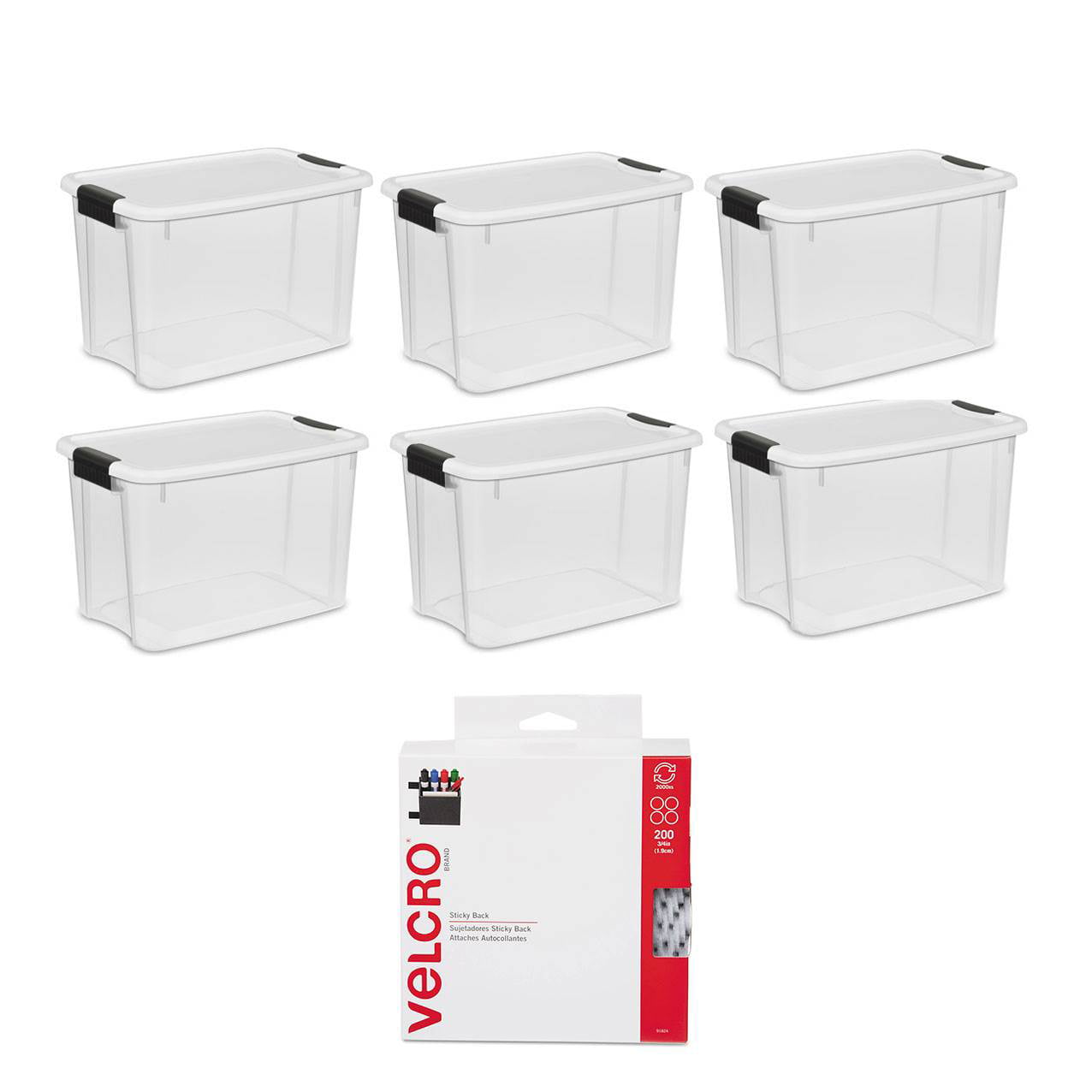 6 PACK Sterilite 30 Qt Durable Storage Containers w/ Lid Heavy Duty Stackable 