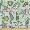 thumbnail image 2 of Underwater Upholstery Fabric by the Yard, Seashells Coral and Seahorse Shapes Retro Marine Theme Print in Pastel Colors, Decorative Fabric for DIY and Home Accents, Multicolor by Ambesonne, 2 of 5