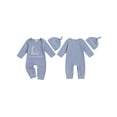 thumbnail image 2 of Gupgi Newborn Boy Ribbed Romper Infant Fall Outfit Casual Letter Print Long Sleeve Jumpsuit and Beanie Hat Set, 2 of 9