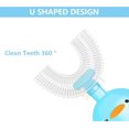 thumbnail image 4 of KAIYANG Cepillo de dientes de silicona en forma de U omnidireccional para niños de 360 grados para el cuidado bucal (rosa y azul), 2 piezas COLOR 1, 4 of 5