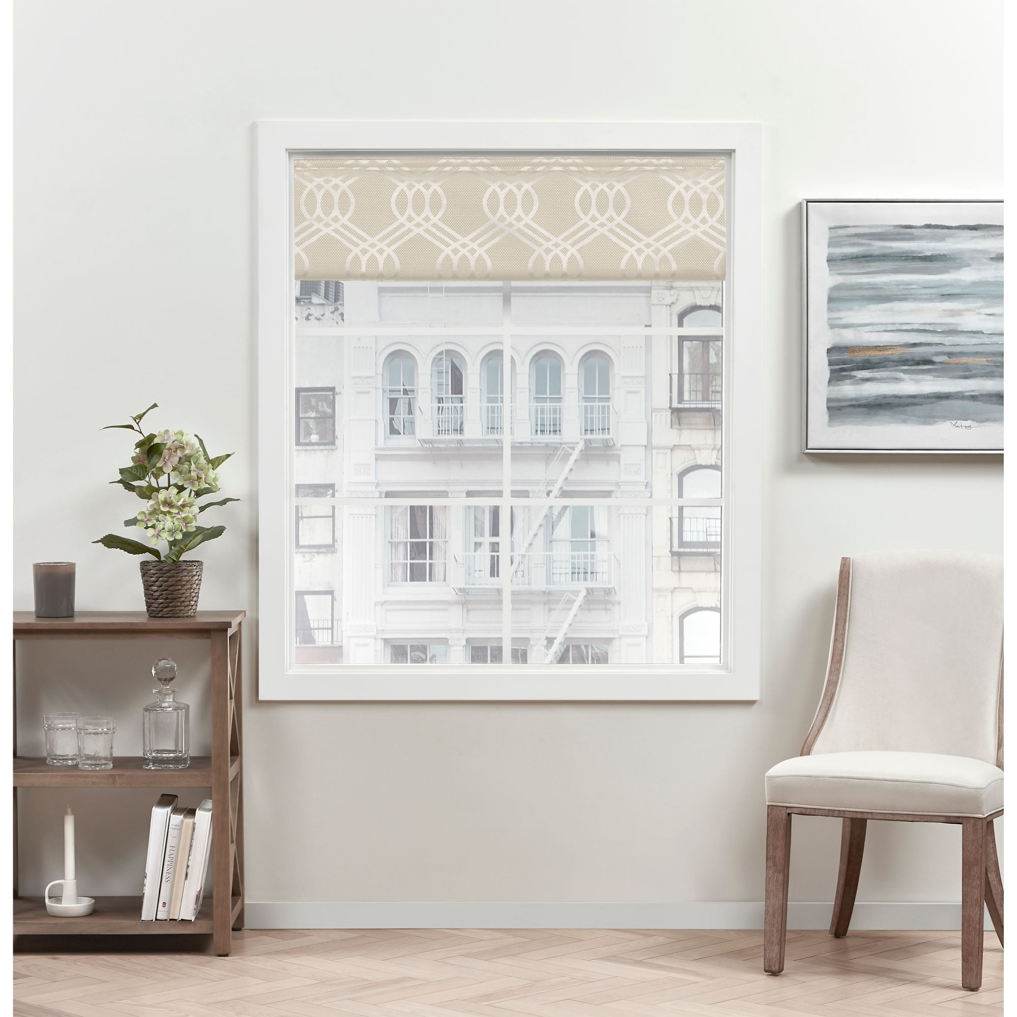 Exclusive Home Prague Trellis 100% Blackout Roman Shade, 23"x64", Natural