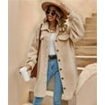 thumbnail image 5 of Women'S Teddy Fleece Coat-Plush Oversized Long Cardigan, Cozy Winter Fuzzy Outwear for Casual Style Khaki M, 5 of 9